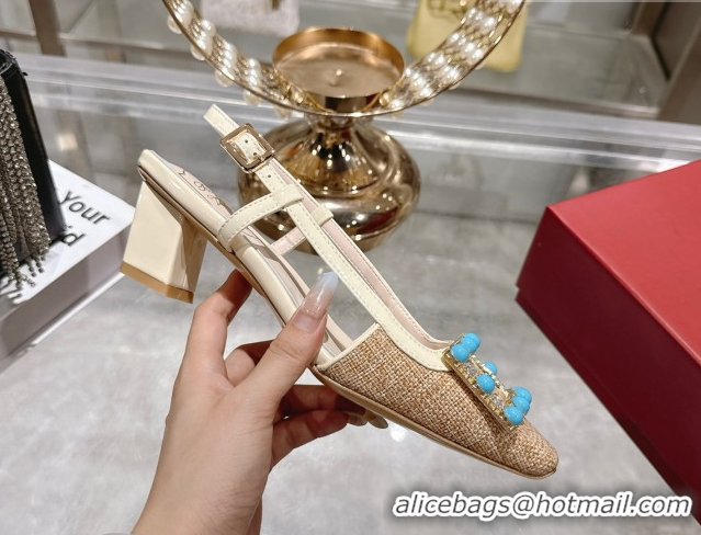 Luxury Cheap Roger Vivier Belle Vivier Slingbacks Pump 4.5cm in Straw-Like Beige RV121103 1211122 2026