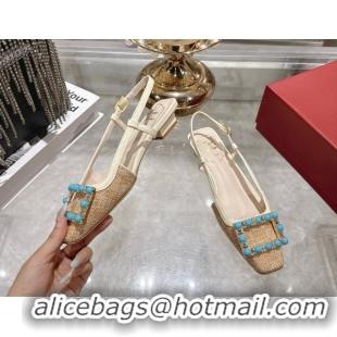 Big Discount Roger Vivier Belle Vivier Slingbacks Shoes in Straw-Like Beige RV121103 1211123 2026