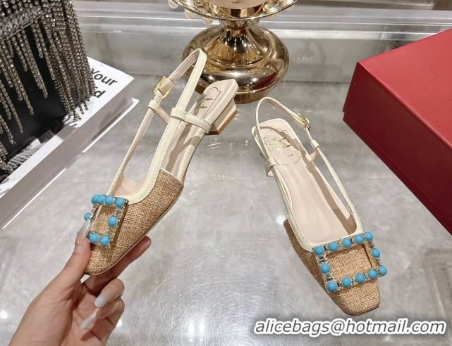 Big Discount Roger Vivier Belle Vivier Slingbacks Shoes in Straw-Like Beige RV121103 1211123 2026