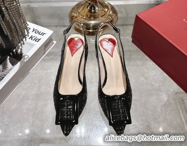 Trendy Design Roger Vivier Virgule Slingbacks Pump 5.5cm in Fabric and Sequins Black RV121104 1211124 2026