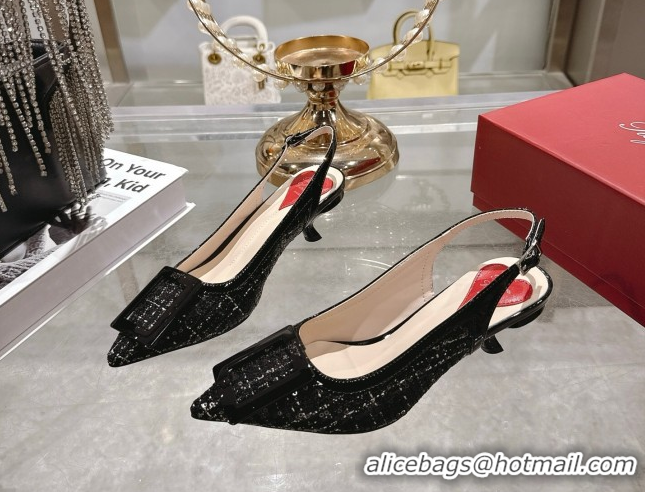 Trendy Design Roger Vivier Virgule Slingbacks Pump 5.5cm in Fabric and Sequins Black RV121104 1211124 2026