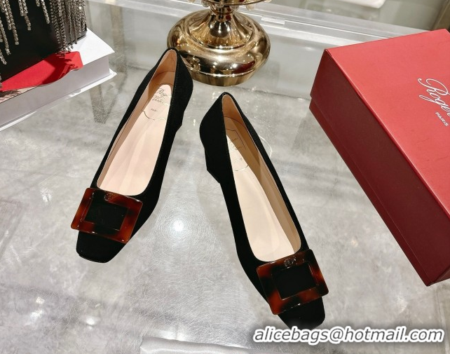 Low Cost Roger Vivier Belle Vivier Pumps 4.5cm in Suede and Tortoiseshell Printed Buckle Black RV121105 1211129 2026