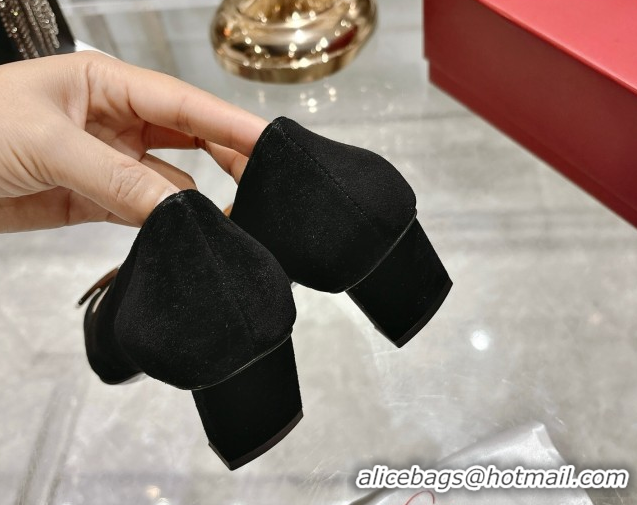 Low Cost Roger Vivier Belle Vivier Pumps 4.5cm in Suede and Tortoiseshell Printed Buckle Black RV121105 1211129 2026