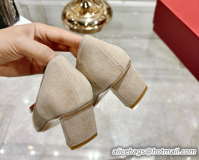 Luxurious Roger Vivier Belle Vivier Pumps 4.5cm in Suede and Tortoiseshell Printed Buckle Grey RV121105 1211130 2026