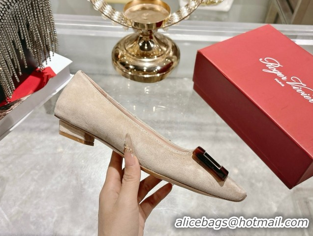 Cheap Roger Vivier Belle Vivier Ballerinas Flat in Suede and Tortoiseshell Printed Buckle Grey RV121105 1211133 2026