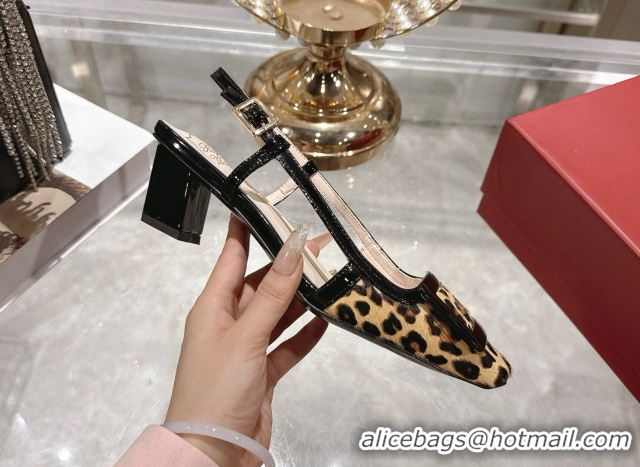 Best Product Roger Vivier Belle Vivier Slingbacks Pump 4.5cm in Leopard Print Pony Hair Beige/Black RV121106 1211136 202