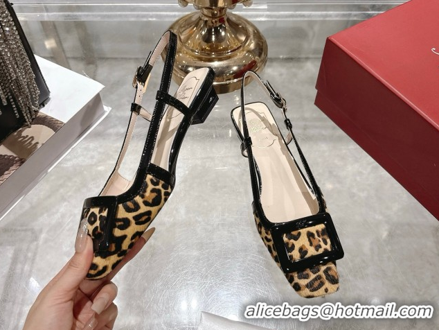 Youthful Roger Vivier Belle Vivier Slingbacks Flat in Leopard Print Pony Hair Beige/Black RV121106 1211137 2026