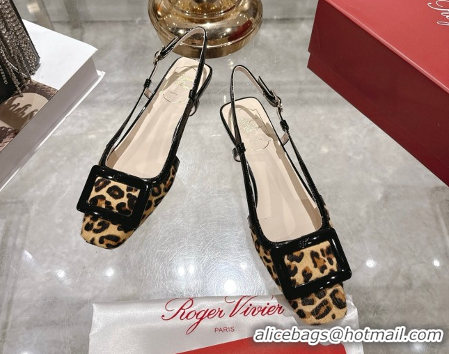 Youthful Roger Vivier Belle Vivier Slingbacks Flat in Leopard Print Pony Hair Beige/Black RV121106 1211137 2026