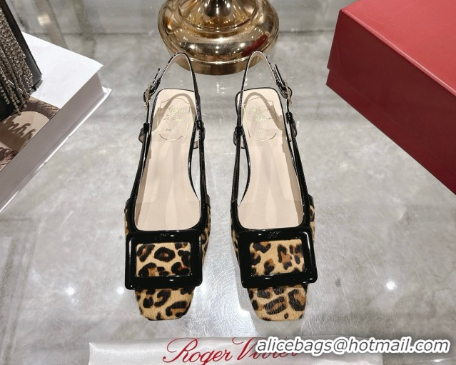 Youthful Roger Vivier Belle Vivier Slingbacks Flat in Leopard Print Pony Hair Beige/Black RV121106 1211137 2026