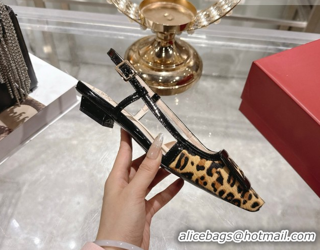 Youthful Roger Vivier Belle Vivier Slingbacks Flat in Leopard Print Pony Hair Beige/Black RV121106 1211137 2026