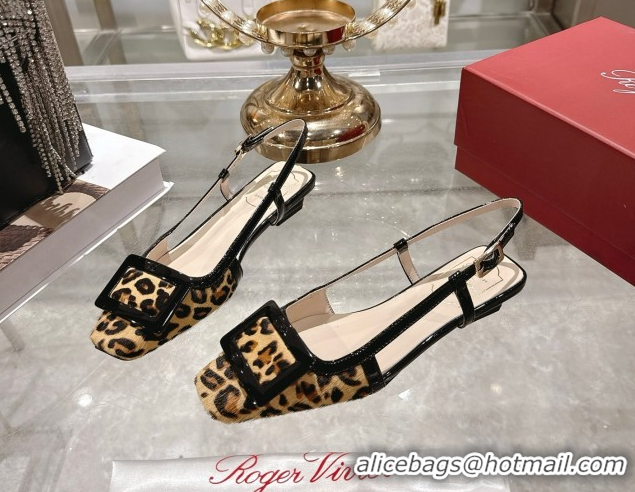 Youthful Roger Vivier Belle Vivier Slingbacks Flat in Leopard Print Pony Hair Beige/Black RV121106 1211137 2026