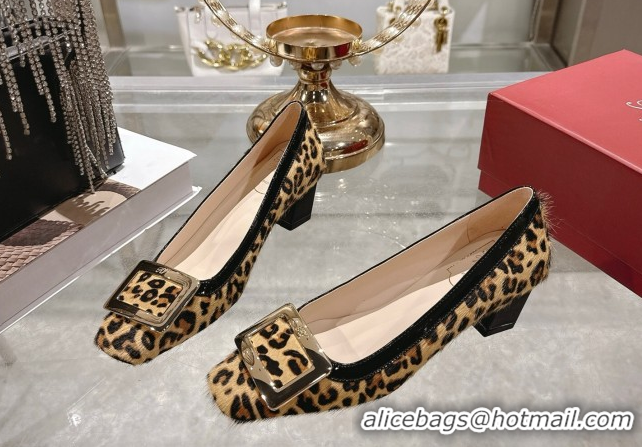 Good Quality Roger Vivier Belle Vivier Pumps 4.5cm in Leopard Print Pony Hair Beige/Black RV121106 1211138 2026
