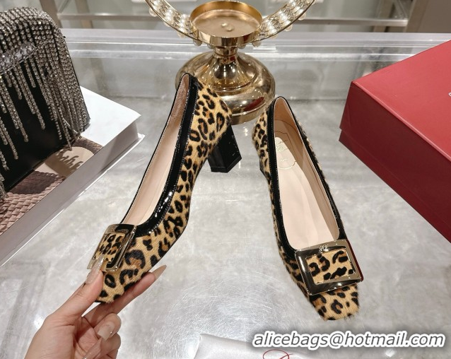 Good Quality Roger Vivier Belle Vivier Pumps 4.5cm in Leopard Print Pony Hair Beige/Black RV121106 1211138 2026