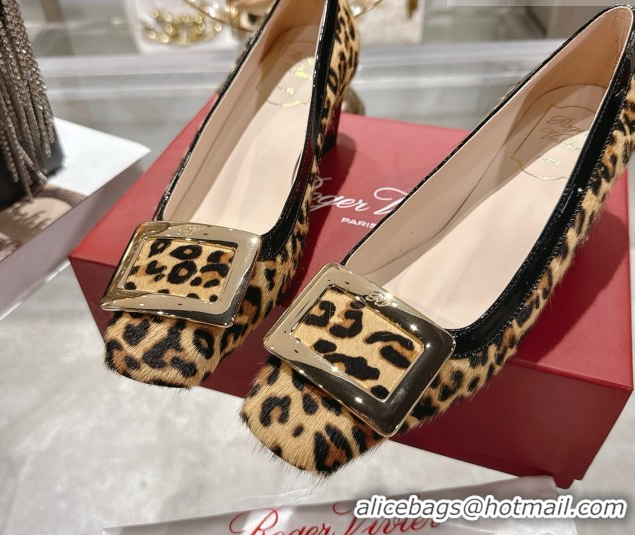 Good Quality Roger Vivier Belle Vivier Pumps 4.5cm in Leopard Print Pony Hair Beige/Black RV121106 1211138 2026
