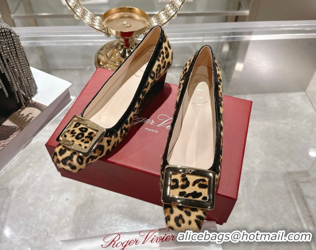 Good Quality Roger Vivier Belle Vivier Pumps 4.5cm in Leopard Print Pony Hair Beige/Black RV121106 1211138 2026