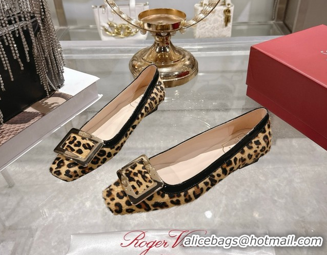 Durable Roger Vivier Belle Vivier Ballerinas Flat in Leopard Print Pony Hair Beige/Black RV121106 1211139 2026
