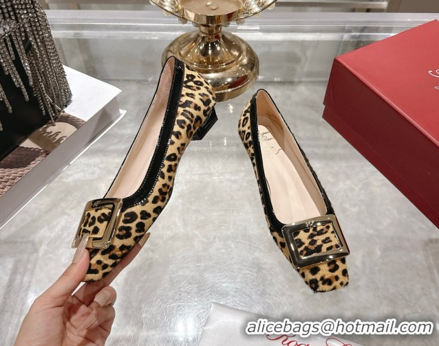 Durable Roger Vivier Belle Vivier Ballerinas Flat in Leopard Print Pony Hair Beige/Black RV121106 1211139 2026