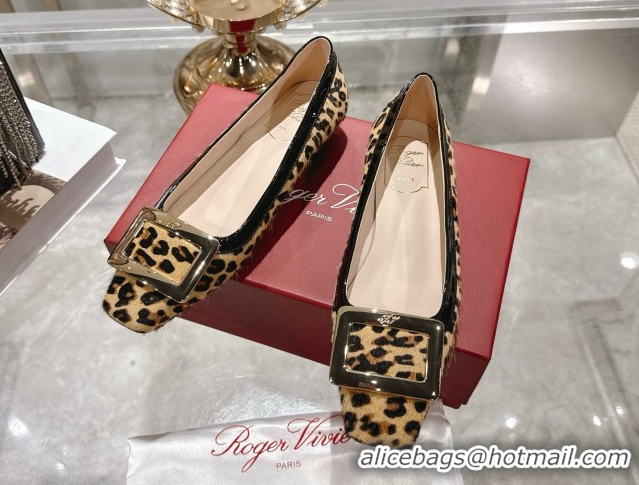 Durable Roger Vivier Belle Vivier Ballerinas Flat in Leopard Print Pony Hair Beige/Black RV121106 1211139 2026
