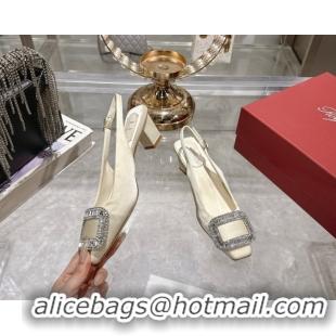 Purchase Roger Vivier Belle Vivier Slingbacks Pump 4.5cm in Satin and Strass Buckle White RV121201 1212005 2026