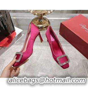 AAAAA Roger Vivier Trompette Pumps 7cm in Satin and Strass Buckle Fuchsia RV121201 Pink 2026