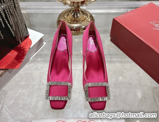 AAAAA Roger Vivier Trompette Pumps 7cm in Satin and Strass Buckle Fuchsia RV121201 Pink 2026