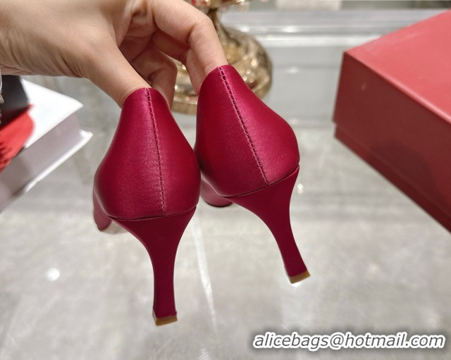 AAAAA Roger Vivier Trompette Pumps 7cm in Satin and Strass Buckle Fuchsia RV121201 Pink 2026
