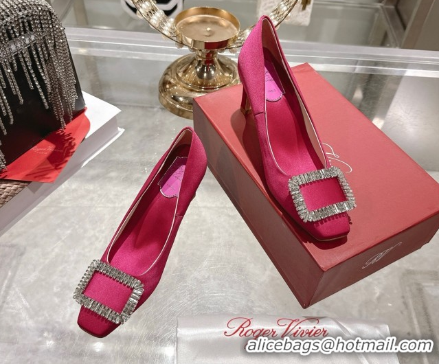 AAAAA Roger Vivier Trompette Pumps 7cm in Satin and Strass Buckle Fuchsia RV121201 Pink 2026