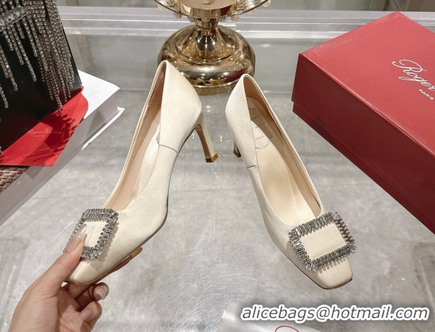 Cheap Price Roger Vivier Trompette Pumps 7cm in Satin and Strass Buckle Fuchsia RV121201 White 2026