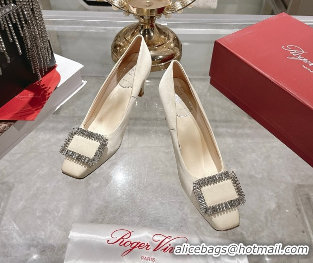 Cheap Price Roger Vivier Trompette Pumps 7cm in Satin and Strass Buckle Fuchsia RV121201 White 2026