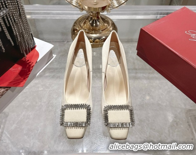 Cheap Price Roger Vivier Trompette Pumps 7cm in Satin and Strass Buckle Fuchsia RV121201 White 2026