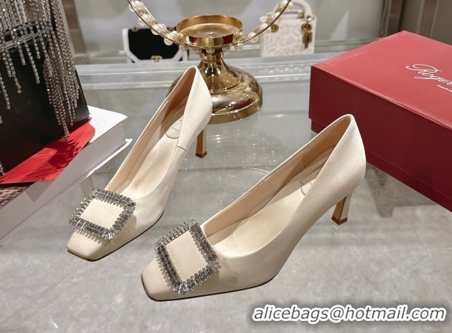 Cheap Price Roger Vivier Trompette Pumps 7cm in Satin and Strass Buckle Fuchsia RV121201 White 2026