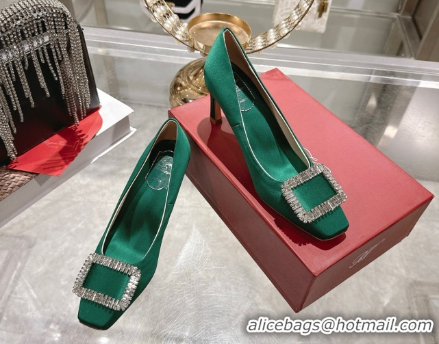 Hot Style Roger Vivier Trompette Pumps 7cm in Satin and Strass Buckle Fuchsia RV121201 Green 2026