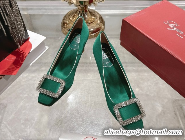 Hot Style Roger Vivier Trompette Pumps 7cm in Satin and Strass Buckle Fuchsia RV121201 Green 2026