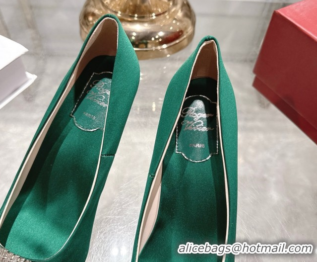 Hot Style Roger Vivier Trompette Pumps 7cm in Satin and Strass Buckle Fuchsia RV121201 Green 2026