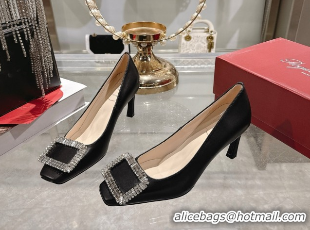 Popular Style Roger Vivier Trompette Pumps 7cm in Satin and Strass Buckle RV121201 Black 2026