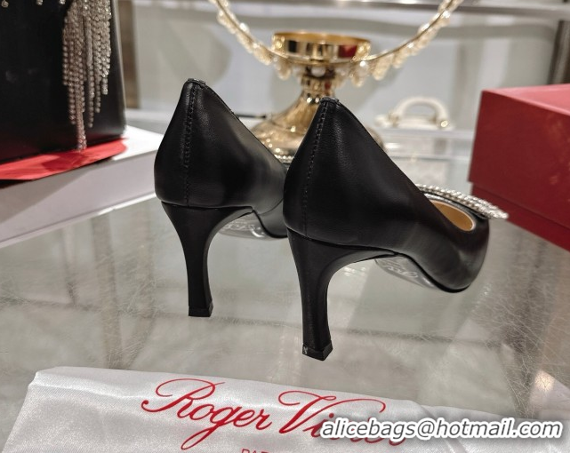Popular Style Roger Vivier Trompette Pumps 7cm in Satin and Strass Buckle RV121201 Black 2026