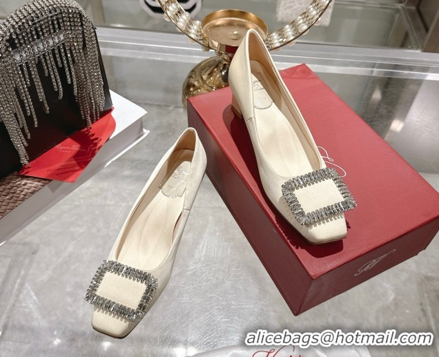 Duplicate Roger Vivier Belle Vivier Pumps 4.5cm in Satin and Strass Buckle White RV121201 2026