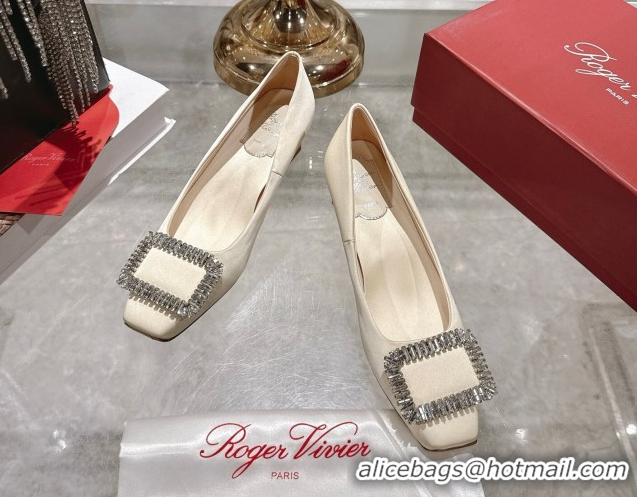 Duplicate Roger Vivier Belle Vivier Pumps 4.5cm in Satin and Strass Buckle White RV121201 2026