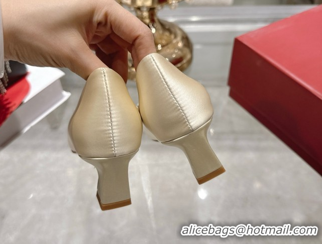 Duplicate Roger Vivier Belle Vivier Pumps 4.5cm in Satin and Strass Buckle White RV121201 2026