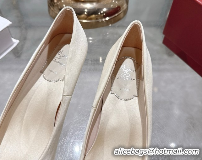 Duplicate Roger Vivier Belle Vivier Pumps 4.5cm in Satin and Strass Buckle White RV121201 2026