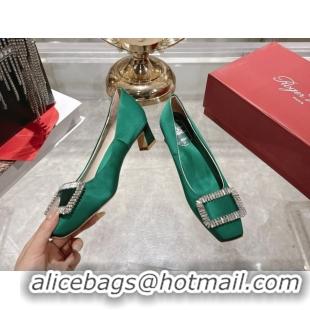 Good Product Roger Vivier Belle Vivier Pumps 4.5cm in Satin and Strass Buckle Green RV121201 2026