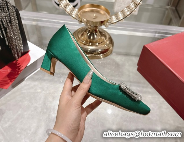 Good Product Roger Vivier Belle Vivier Pumps 4.5cm in Satin and Strass Buckle Green RV121201 2026