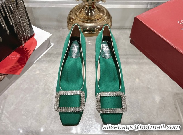 Good Product Roger Vivier Belle Vivier Pumps 4.5cm in Satin and Strass Buckle Green RV121201 2026