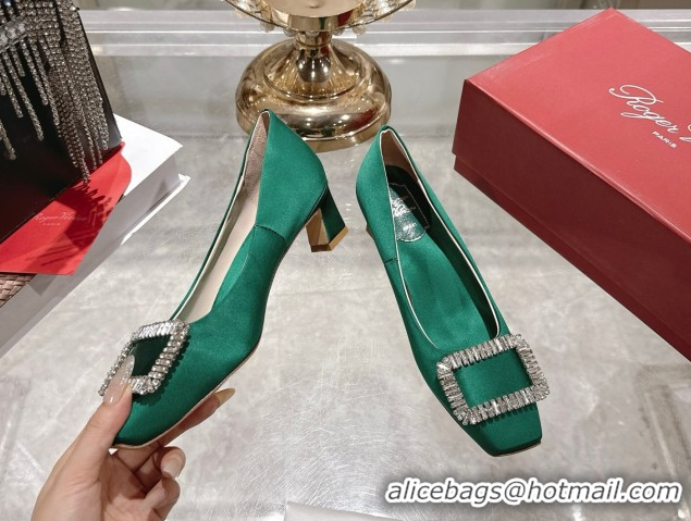 Good Product Roger Vivier Belle Vivier Pumps 4.5cm in Satin and Strass Buckle Green RV121201 2026