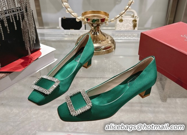 Good Product Roger Vivier Belle Vivier Pumps 4.5cm in Satin and Strass Buckle Green RV121201 2026
