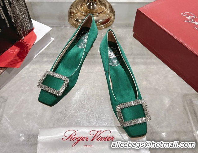 Good Product Roger Vivier Belle Vivier Pumps 4.5cm in Satin and Strass Buckle Green RV121201 2026