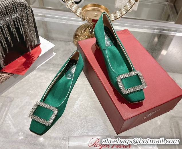Good Product Roger Vivier Belle Vivier Pumps 4.5cm in Satin and Strass Buckle Green RV121201 2026
