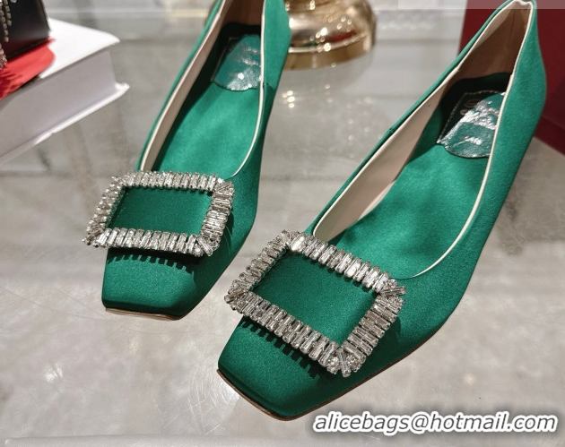Good Product Roger Vivier Belle Vivier Pumps 4.5cm in Satin and Strass Buckle Green RV121201 2026