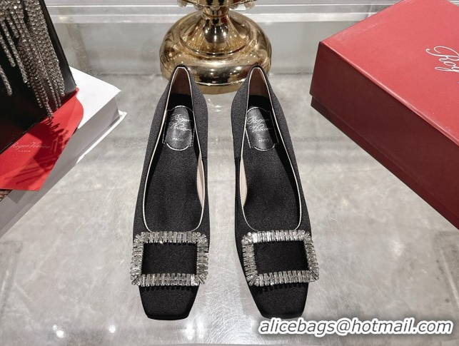Trendy Design Roger Vivier Belle Vivier Pumps 4.5cm in Satin and Strass Buckle Black  RV121201 2026