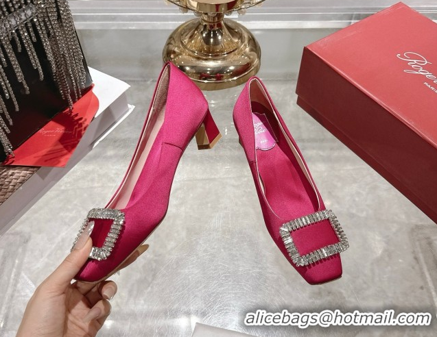 Big Discount Roger Vivier Belle Vivier Pumps 4.5cm in Satin and Strass Buckle Fuchsia Pink RV121201 2026